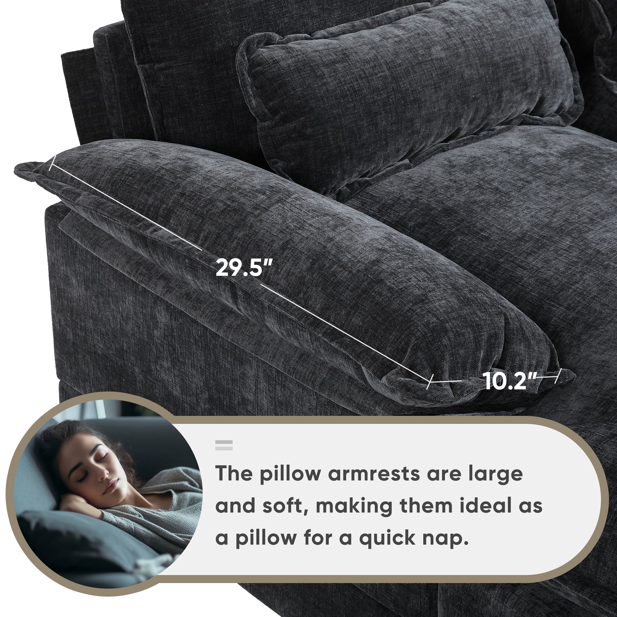 Modern U-Shaped Sectional Sofa with Console, Cup Holders and USB Charger