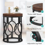 20" Round Industrial Side Table with Metal Openwork Frame