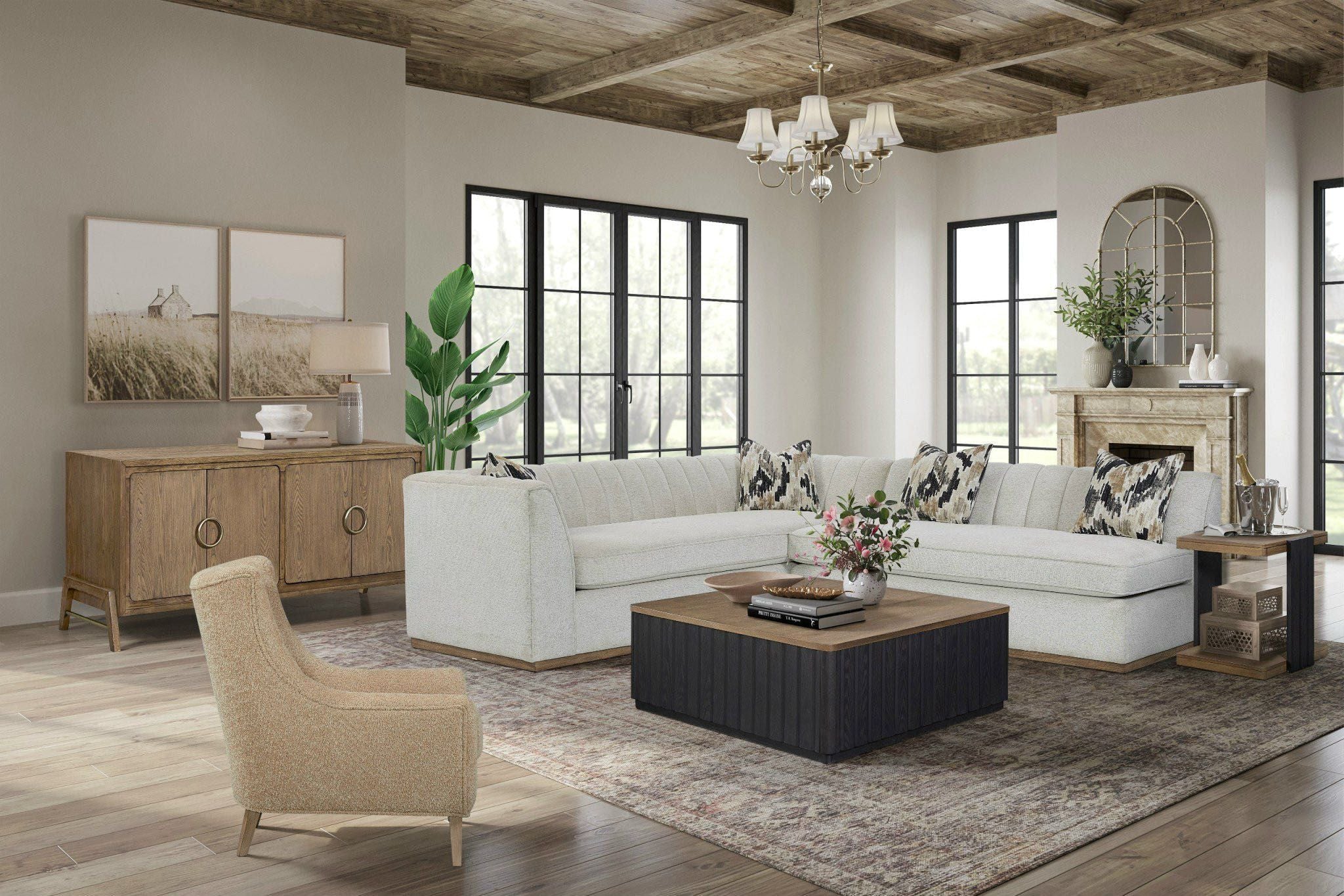 Hi Back Accent Chair - Carmel