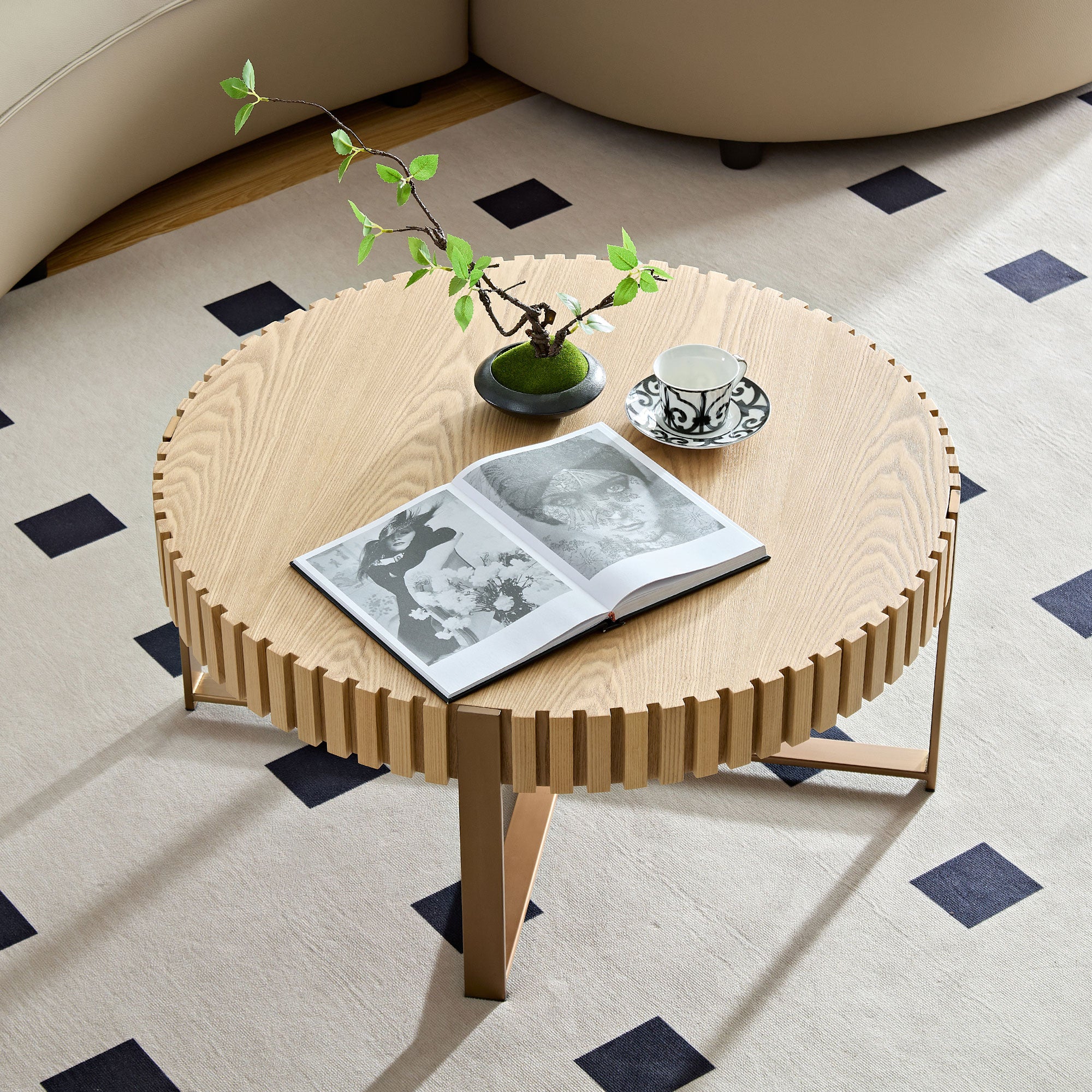 Modern Handcraft Drum Coffee Table
