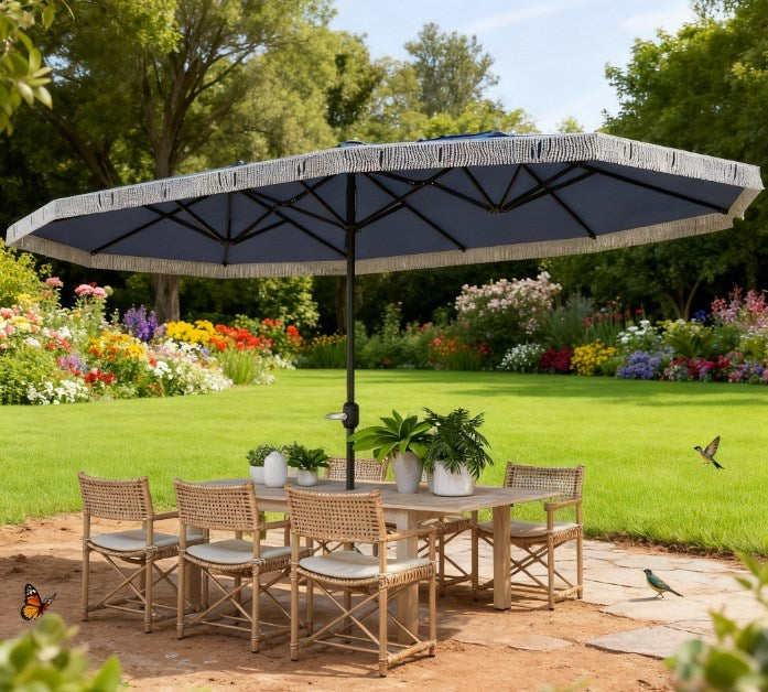 Spacious Extra Large Outdoor Rectangle Patio Umbrella with Crank Handle