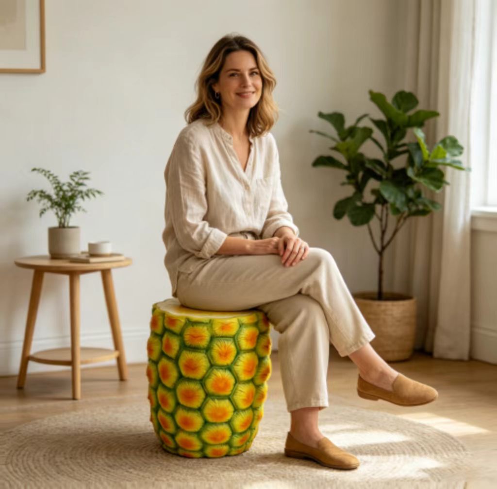 14" Oversized Pineapple Shaped Resin Stool