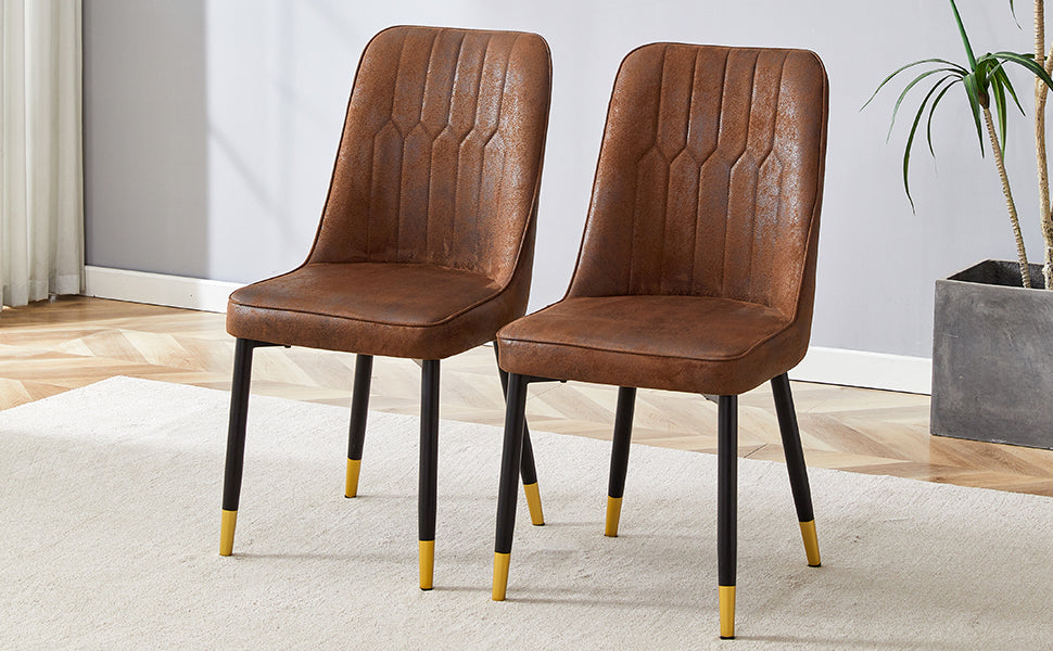 Brown Suede-like Velvet Dining Chair Set (Two-Pack)