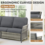 73.6" Outdoor Patio Sofa, 3-Seat Rattan Couch