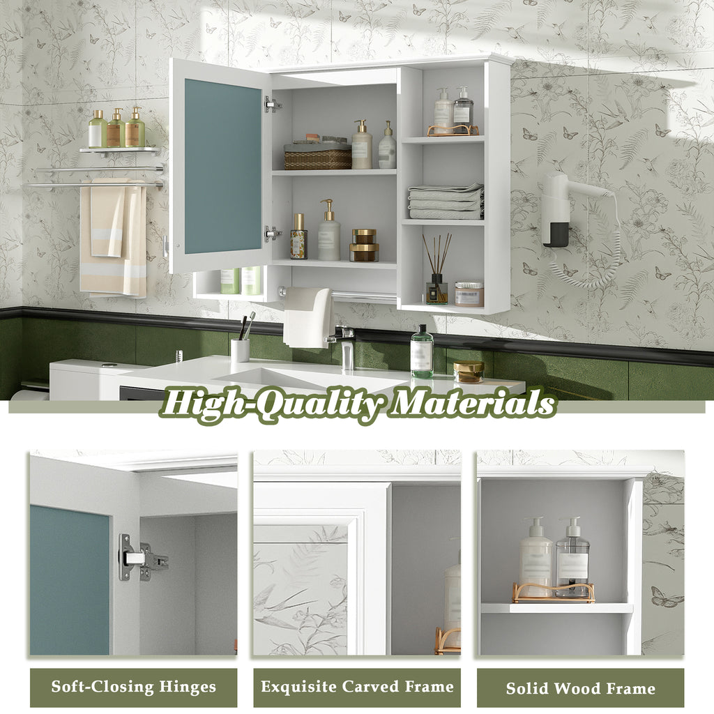 3-in-1 Bathroom Mirror Cabinet - 41-inch Wall Mounted
