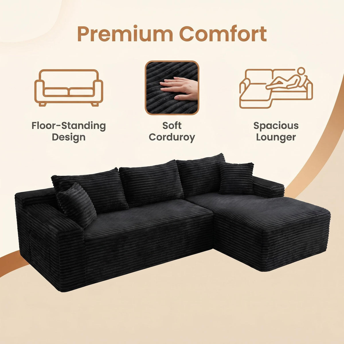106.3" Cloud Modular Sectional Sofa Couch with L-Shape Chaise