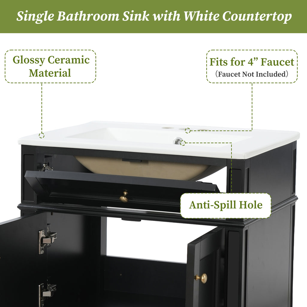 24" Wall Mounted Modern Bathroom Vanity with Soft-Close Hinges