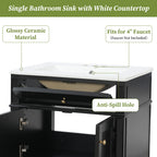 24" Wall Mounted Modern Bathroom Vanity with Soft-Close Hinges