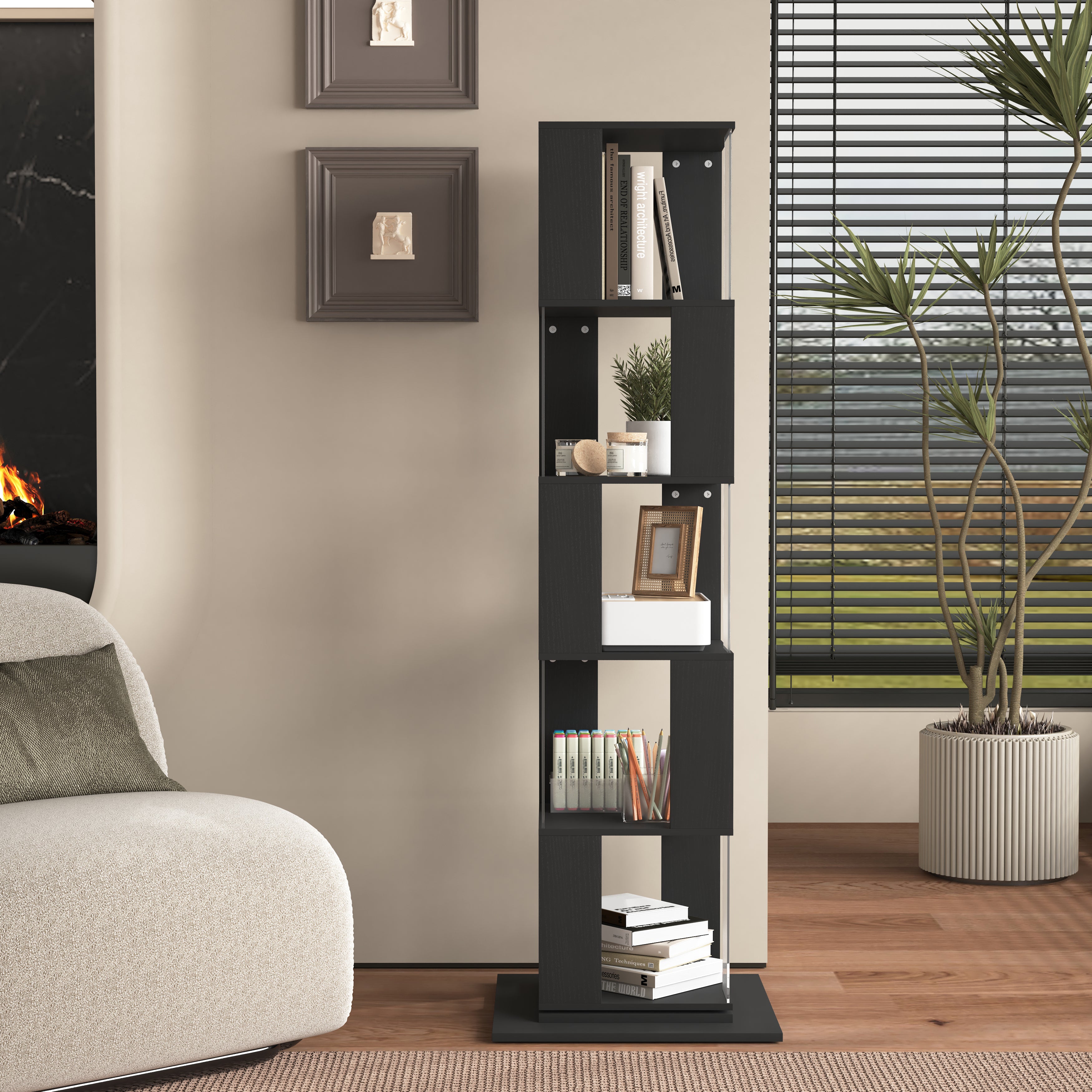 360° Rotating Bookshelf with Acrylic Plate