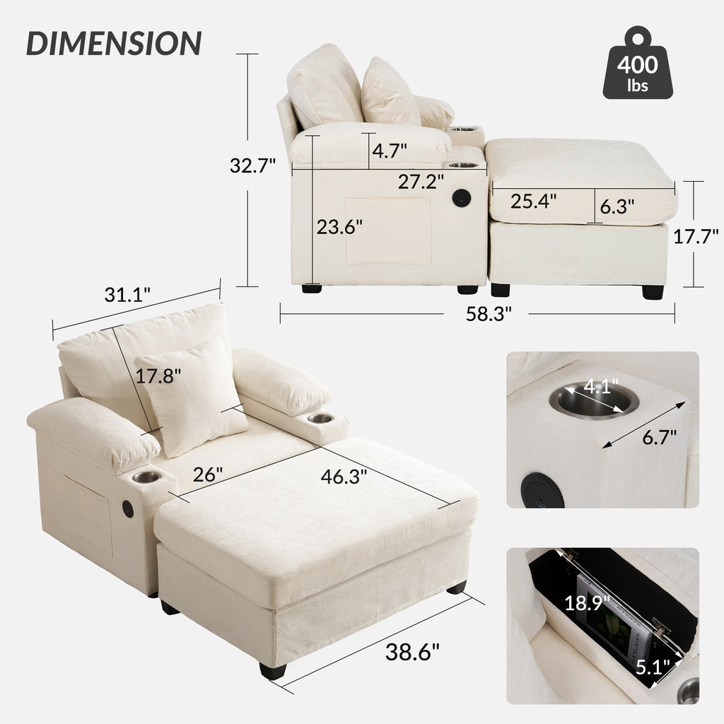 Ergonomic Oversized Chair with Ottoman