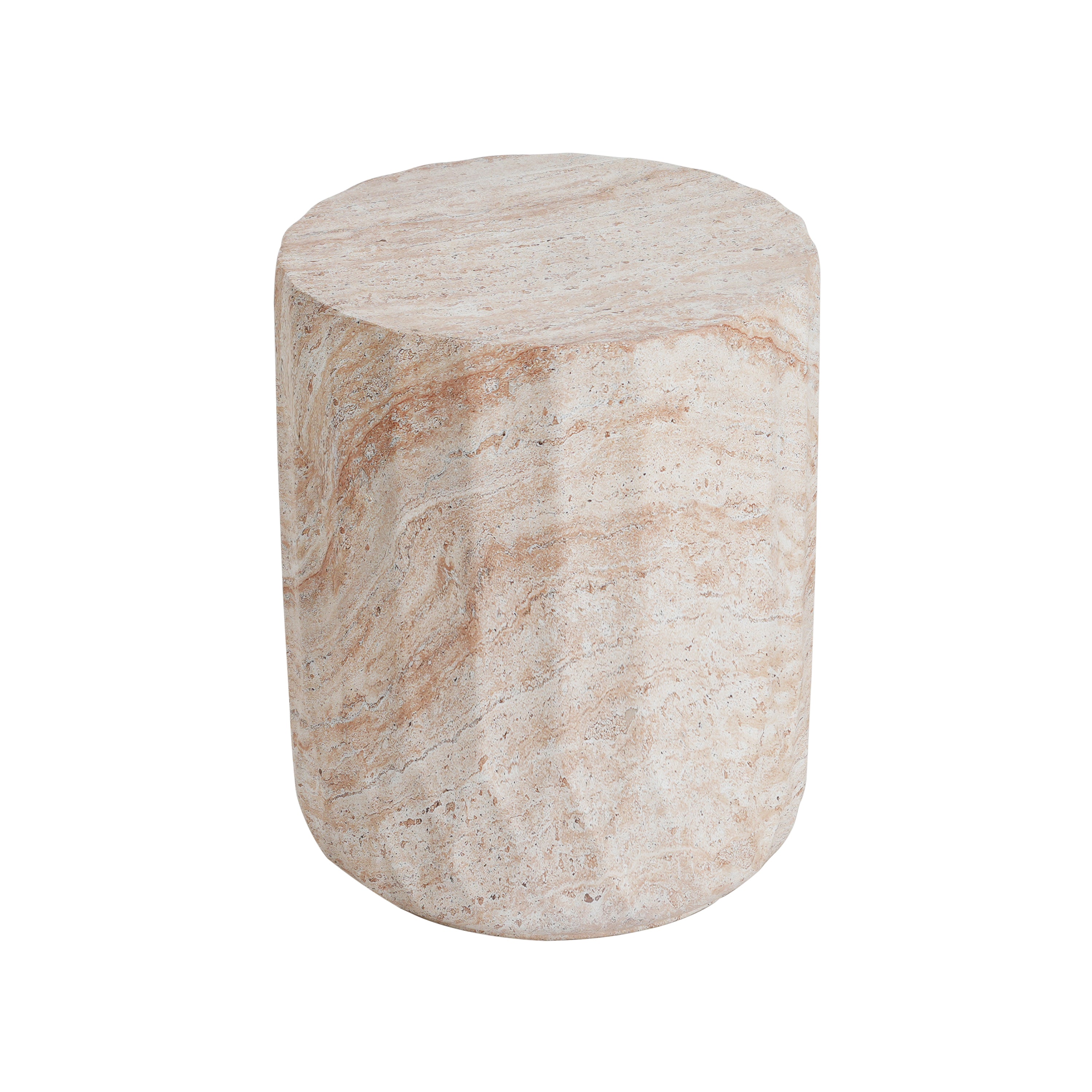 Outdoor/Indoor Lightweight Concrete Side Table - Cylinder Travertine Finish