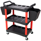 3 Tier Rolling Auto Detail Cart With Wheels, 2 Buckets