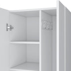 Attica Broom Cabinet Double-Door Design with Inner Shelves and Side Hangers