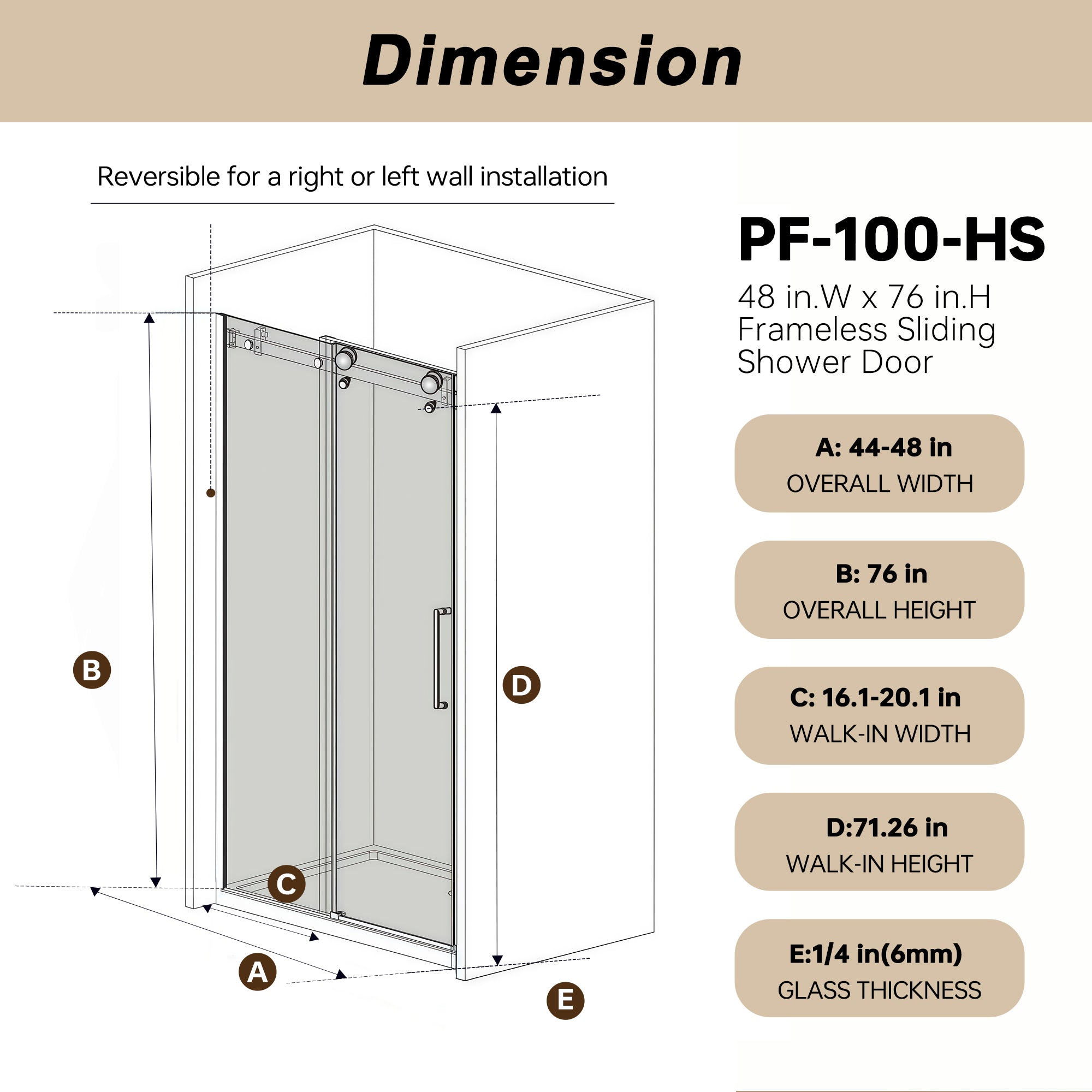 Frameless Single Sliding Shower Door