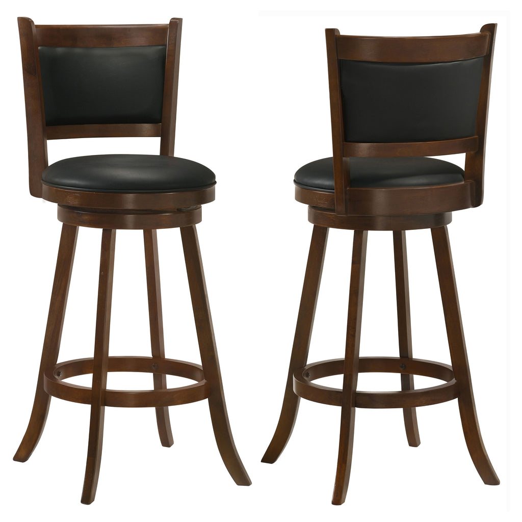 Chestnut Bar Stool Set with Black Upholstered Seat
