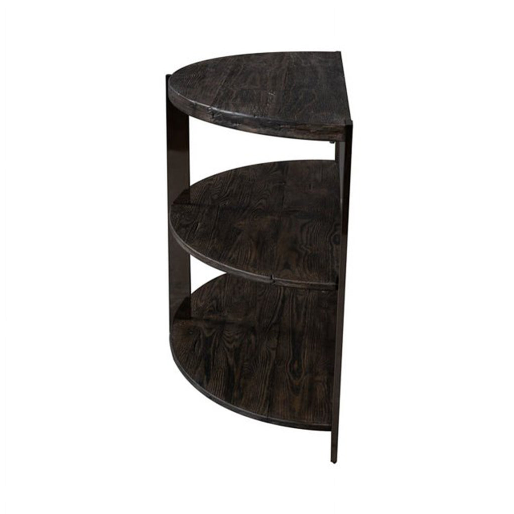 Kalne Console Table Half Moon Shape with 2 Open Shelves