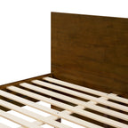 Walnut Queen Size Platform Bed Frame with Footboard Storage