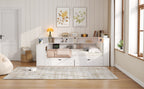 Wood Full Size Platform Bed with Storage Shelves and Charging Station