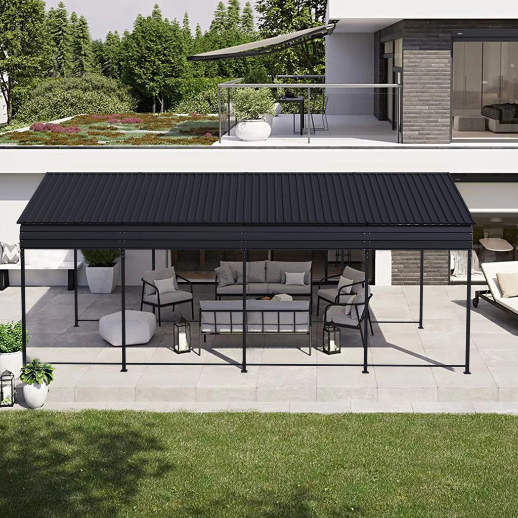 12x20 FT Heavy Duty Metal Carport with Galvanized Steel Roof
