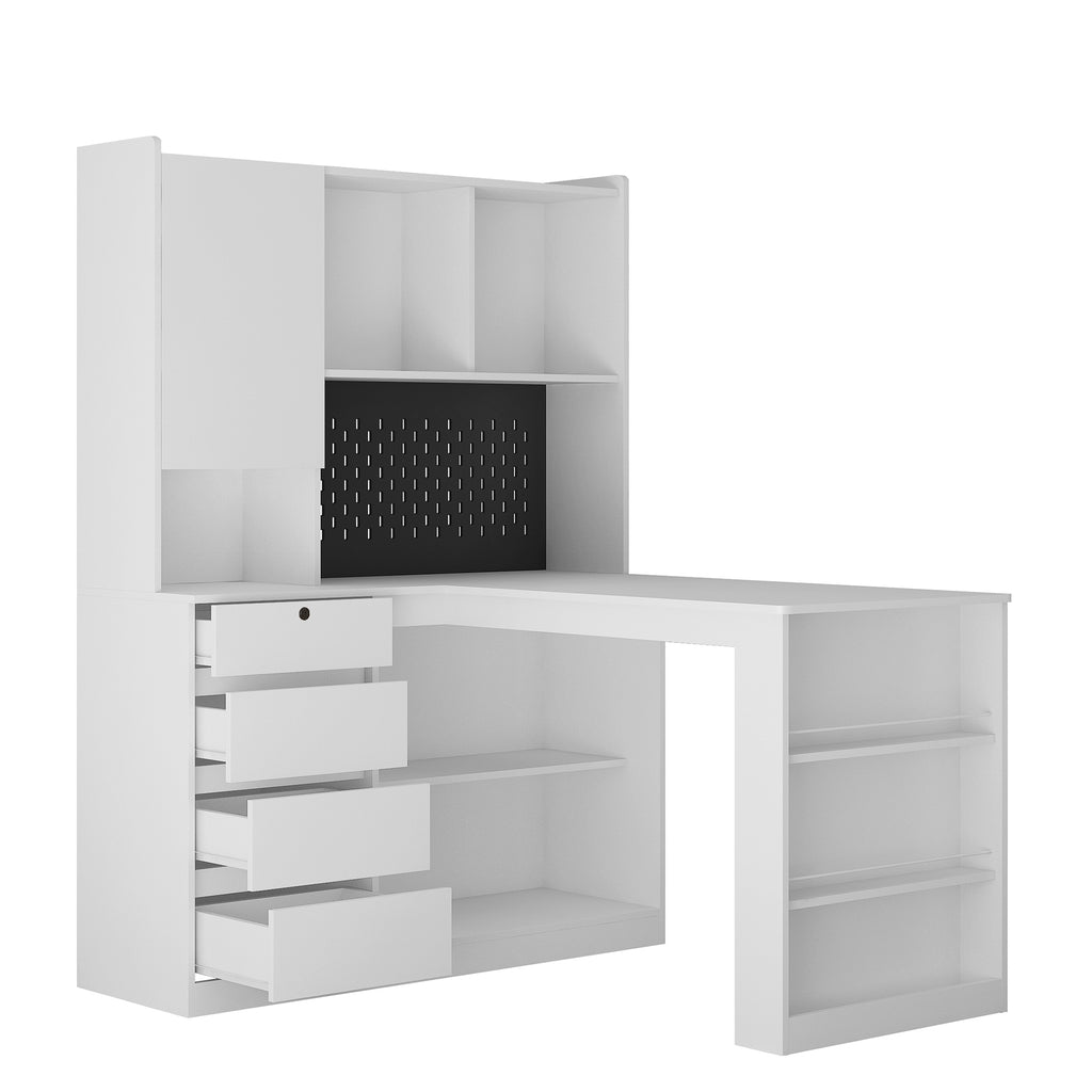 L Shaped Desk with Charger and LED Light