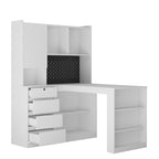 L Shaped Desk with Charger and LED Light