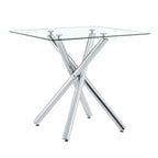 Modern Electroplated Metal Leg Bar Table with Tempered Glass Top