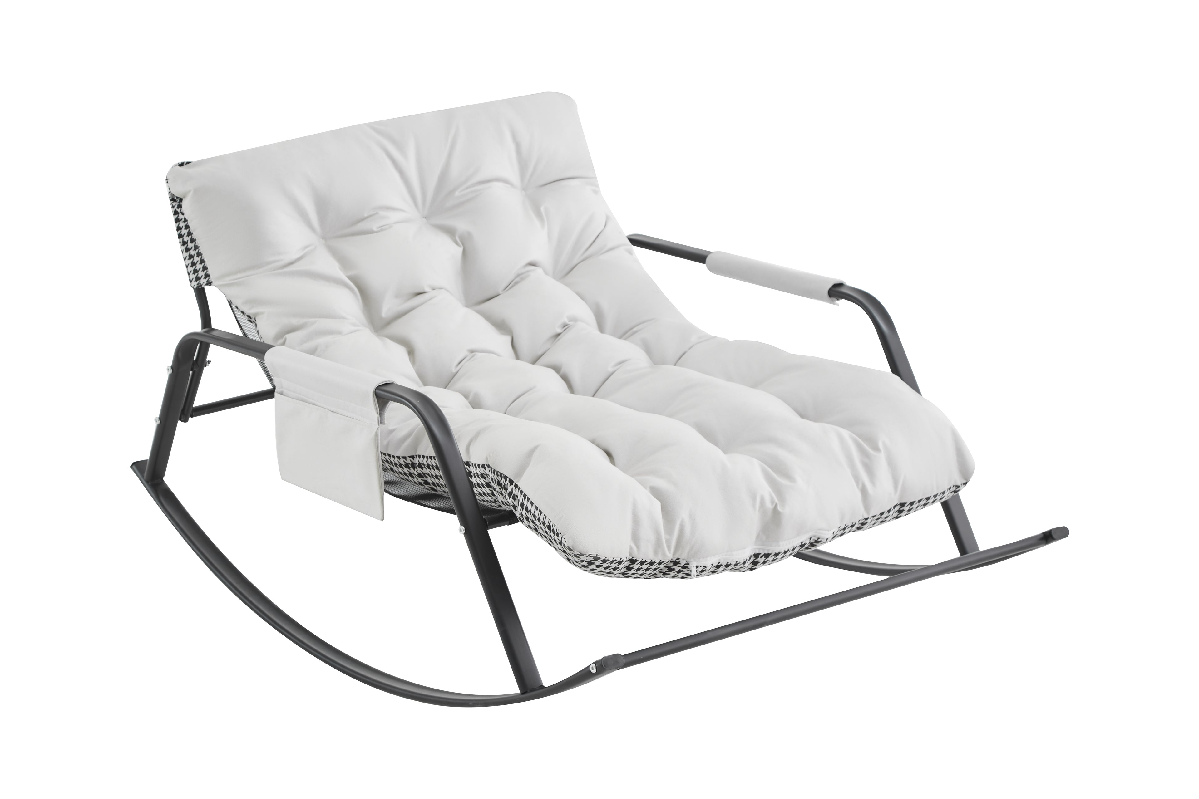 Modern Rocking Chair with Extra-Wide Technical Leather Upholstery