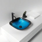 Bathroom Artistic Tempered Glass Vessel Sink with Faucet