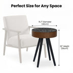 15.7" Round Small Drink Table with Solid Wood Legs