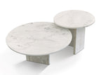 White Semi-Polished Marble Round Nesting Table Set of 2