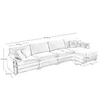 Corduroy Sofa Modern Upholstered 4 Seater with Footstool
