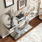 Sparkling Crystal Hexagon Mirror Entryway Console Table