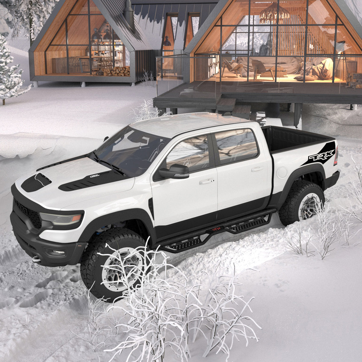 Heavy-Duty Steel Dual Stair Running Boards for Dodge Ram