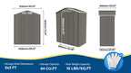 5X3 FT Metal Outdoor Storage Shed