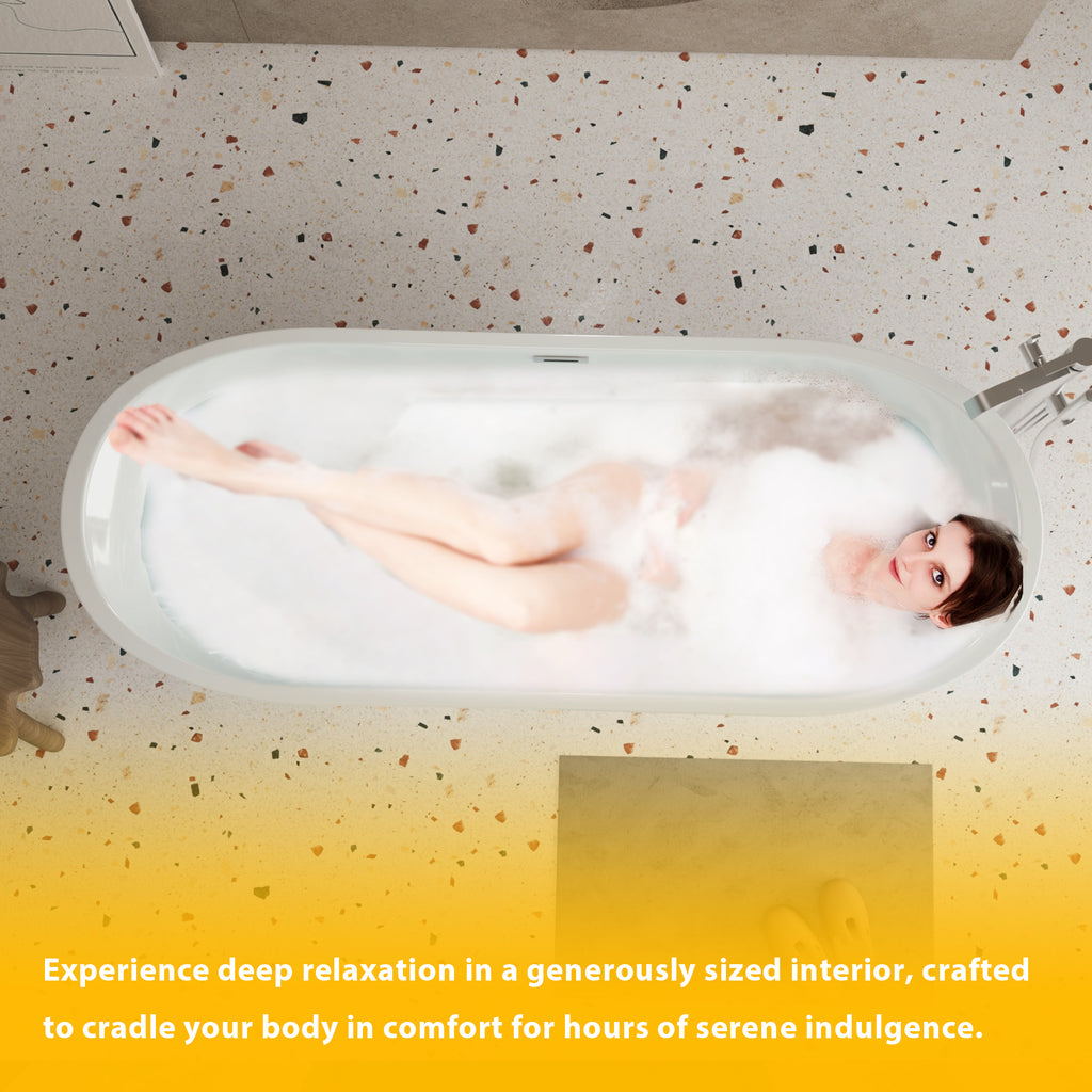 59" Acrylic Freestanding Bathtub with Unique Diamond Pattern Design