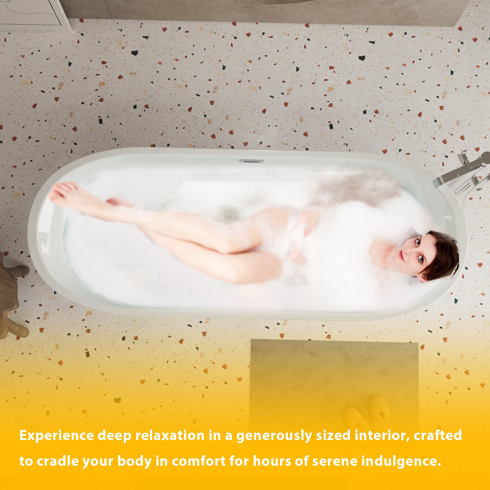 59" Acrylic Freestanding Bathtub with Unique Diamond Pattern Design