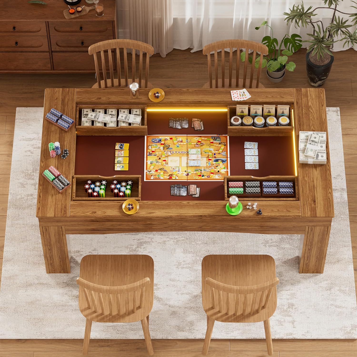 Gaming Table with Removable Top for 4-6 Players