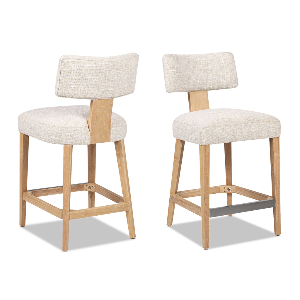 Penny Round Arched Upholstered Counter Stool, Set of 2, Travertine