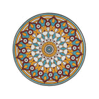 Round Ceramic Outdoor Side Table, Colorful + Black