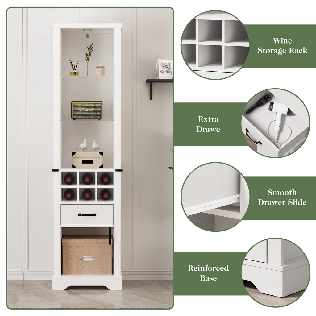 75'' Tall Storage Cabinet with LED Light