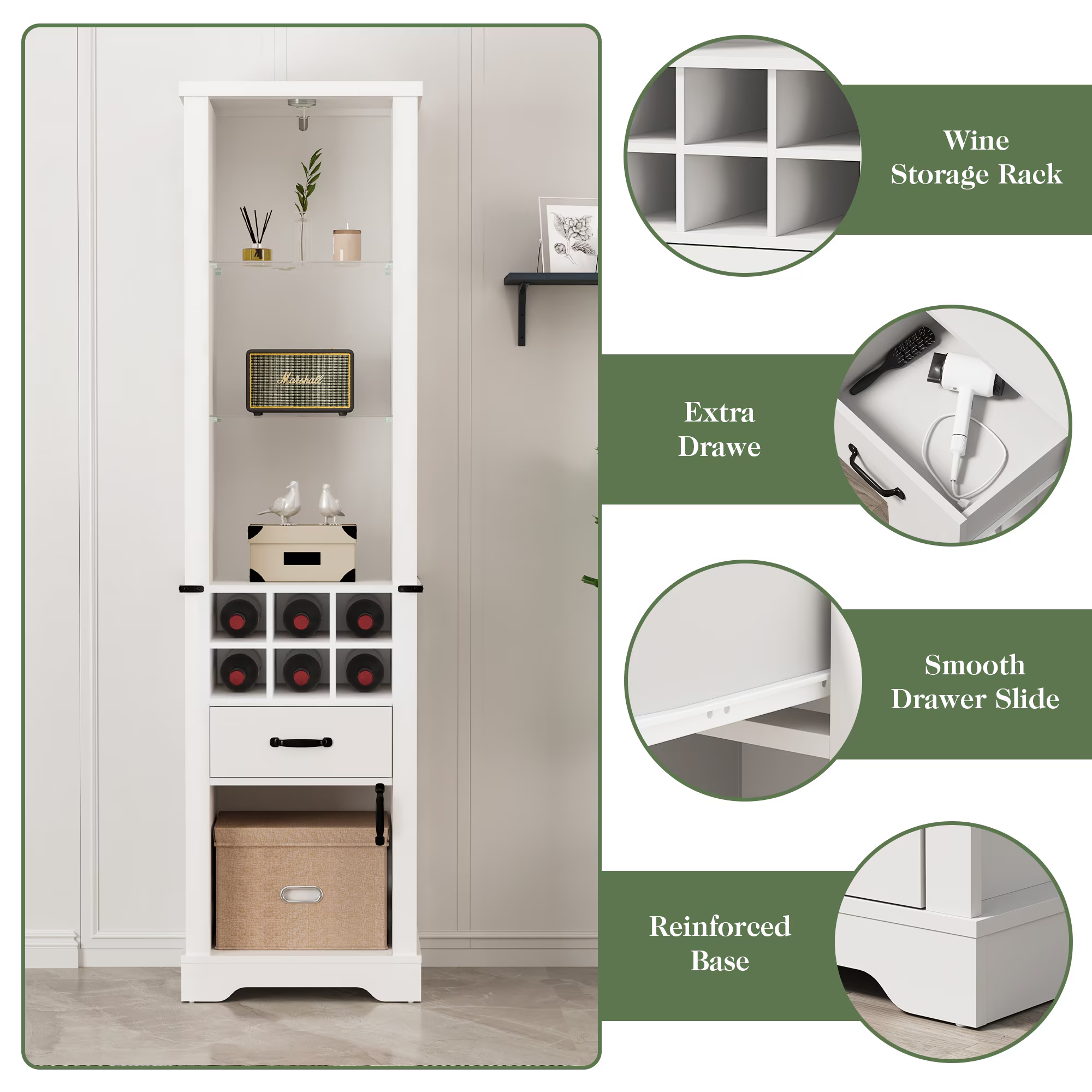 75'' Tall Storage Cabinet with LED Light