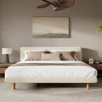 Beige Chunky Headboard Bed Frame