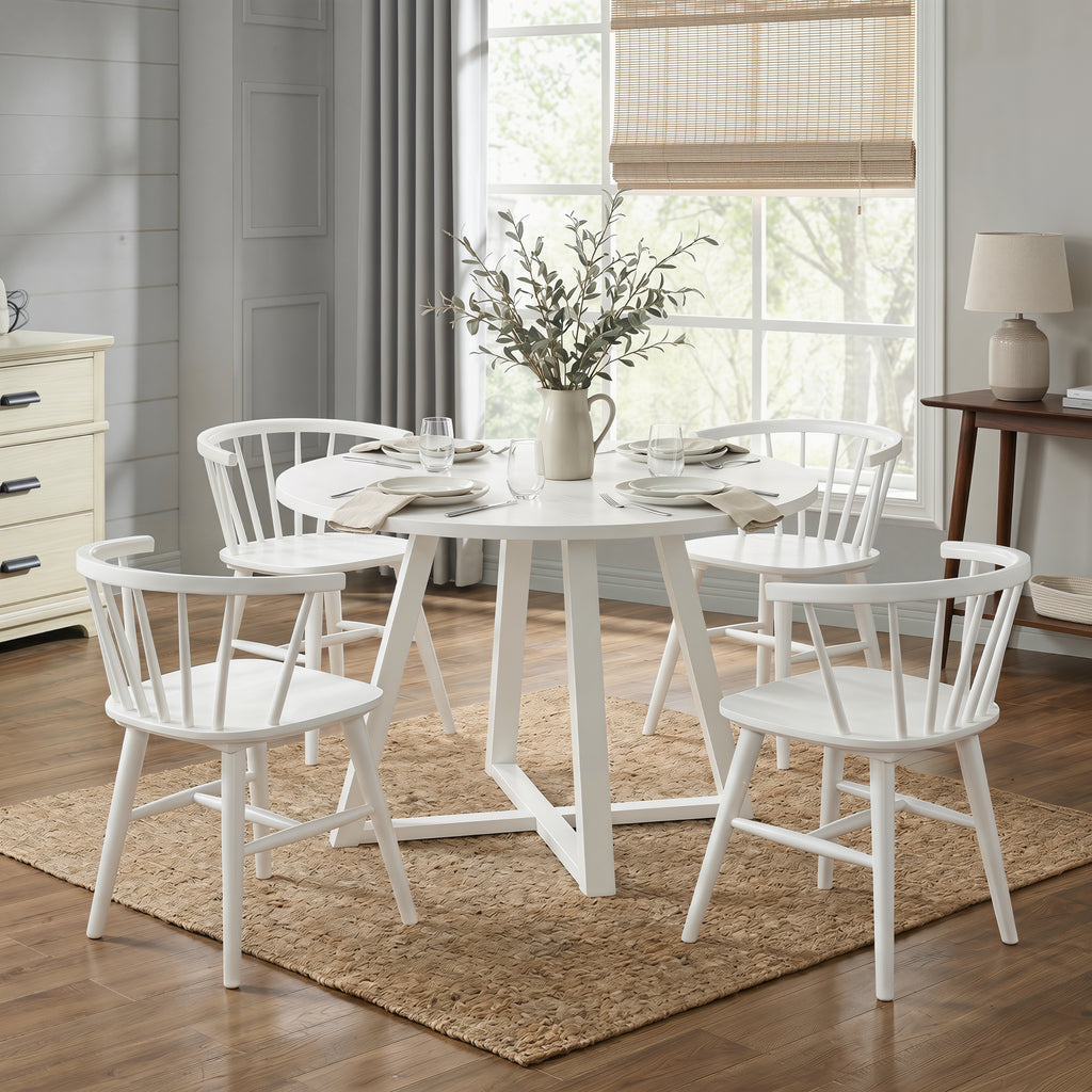 Edo White Wood 5-Piece Dining Set
