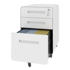 3-Drawer Wide Mobile File Cabinet with Lock