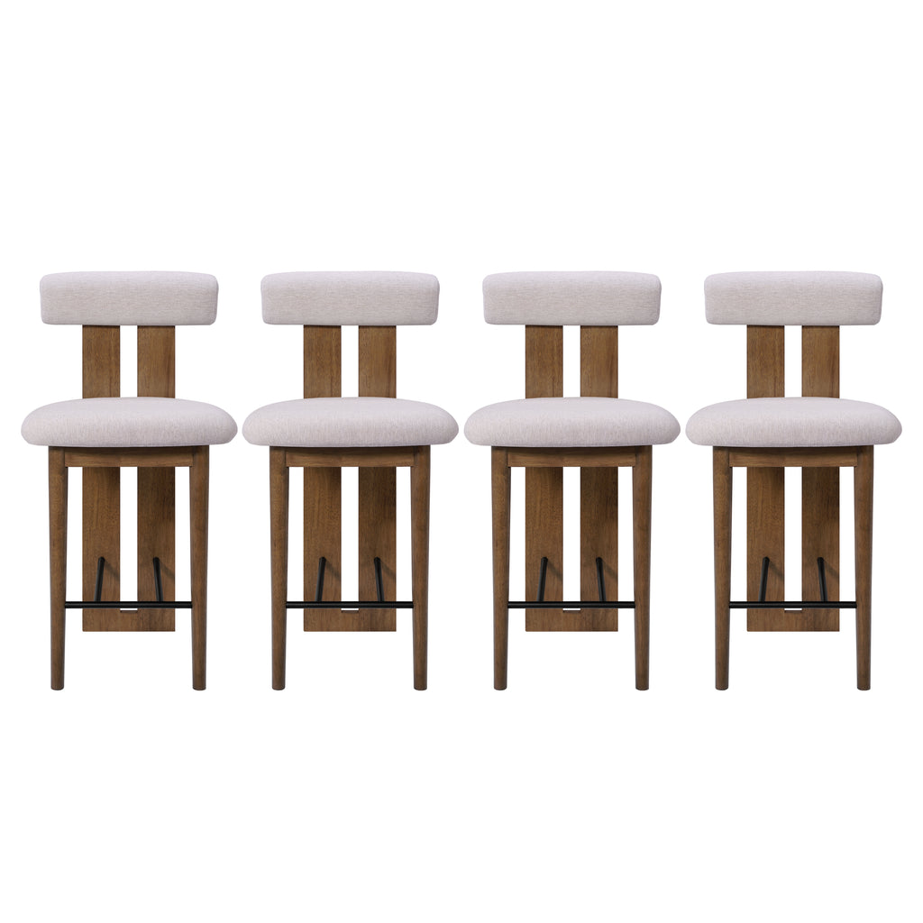 Renee Indoor Modern Split-Back Rubber Wood Counter Stool