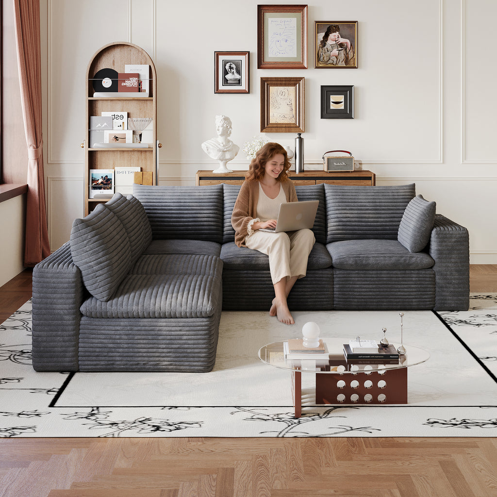 Cloud Sofa - Corduroy Fabric Deep Seat Couch