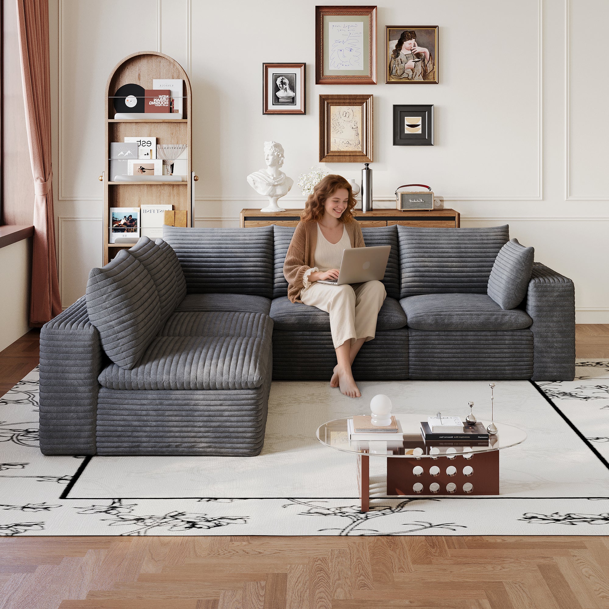 Cloud Sofa - Corduroy Fabric Deep Seat Couch