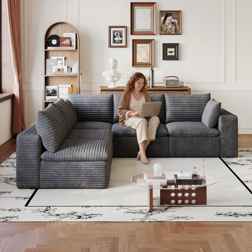 Cloud Sofa - Corduroy Fabric Deep Seat Couch