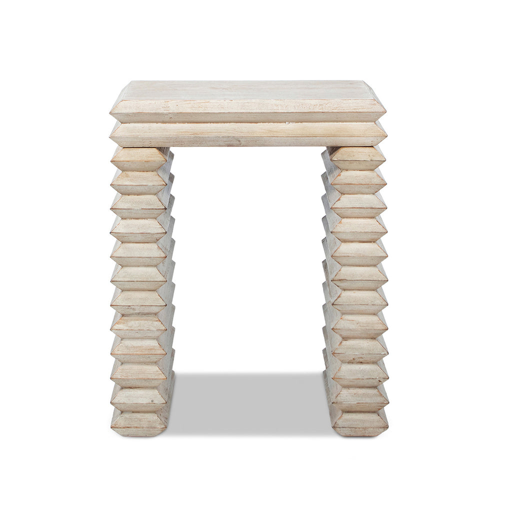 Veda 20" Reclaimed Wood Stacked Geometric Waterfall Side Table