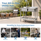 Stainless Steel Utility Sink, Freestanding Sink 3